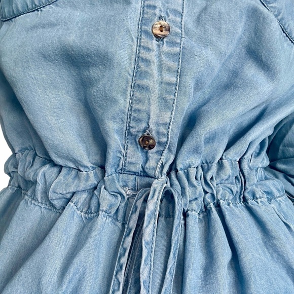 LIGHTWEIGHT DENIM STYLE LIGHT BLUE  ROMPER WITH ADJUSTABLE DRAWSTRING SIZE XS - Picture 3 of 11